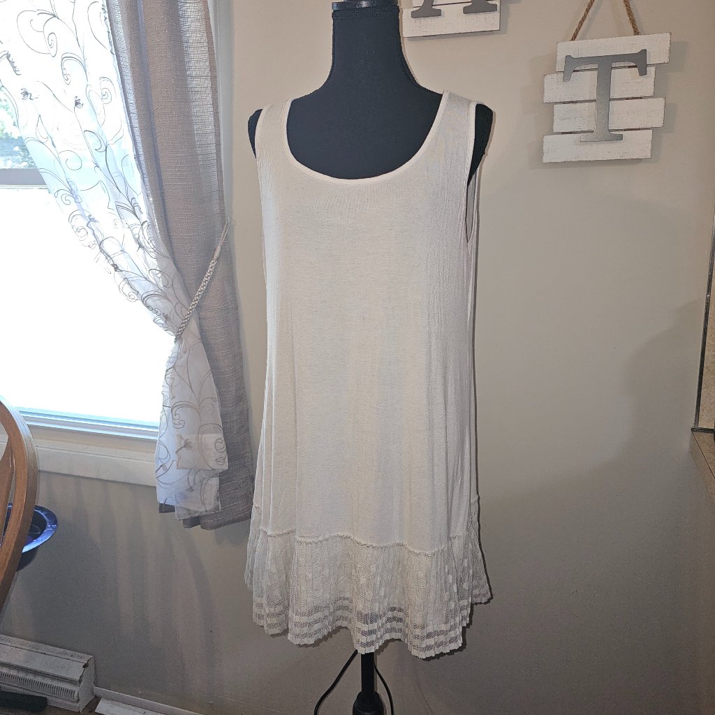 Logo Layers By Lori Goldstein Knit Tank Top With Broomstick Mesh Hem